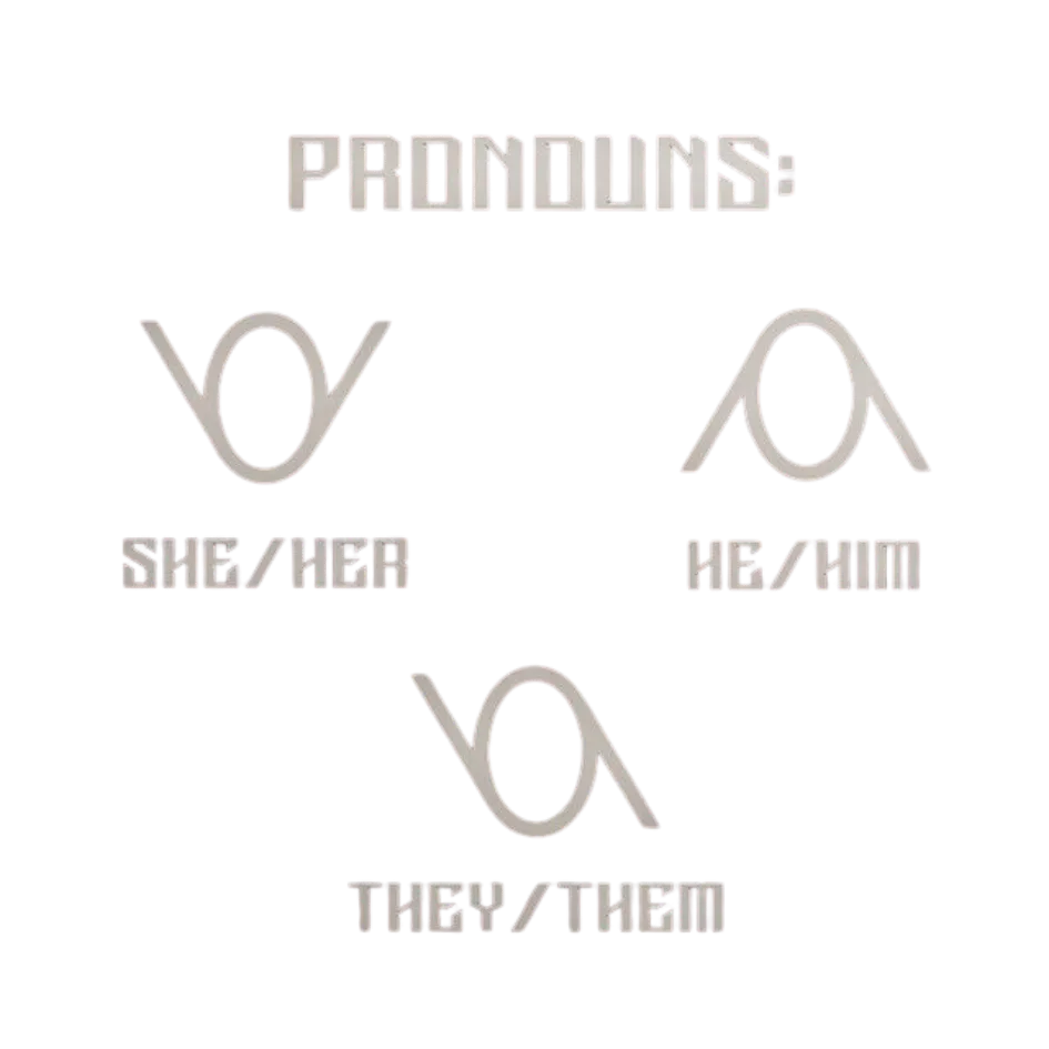Pronouns Symbole: She/Her, He/Him, They/Them